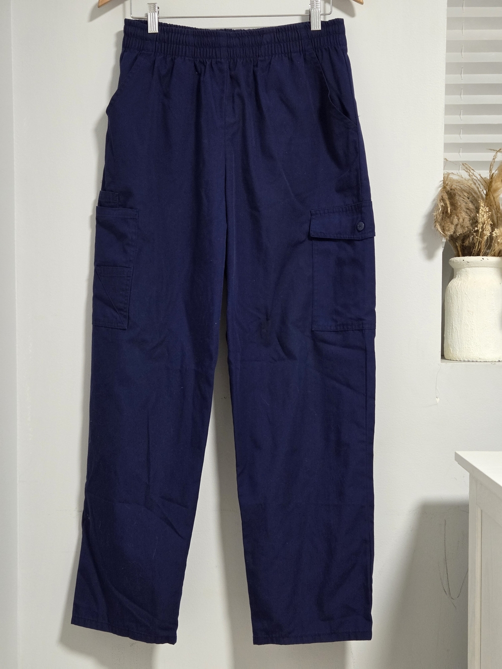 Adar Men's Navy Scrub Cargo Pants - Elastic Waist
